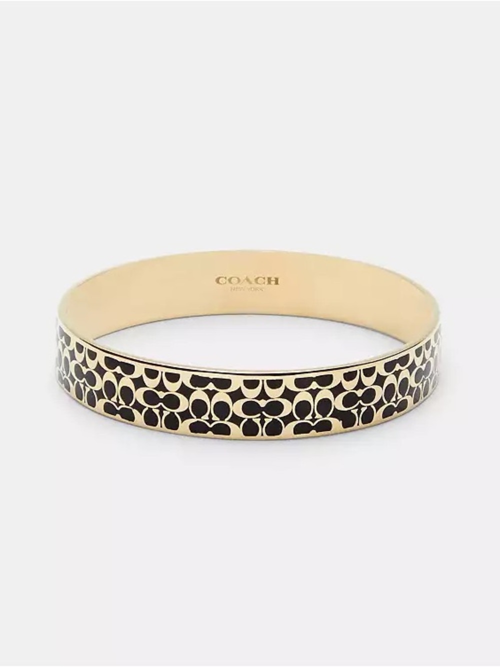 Coach Gold-Tone Bangle with Black Signature Pattern NWT